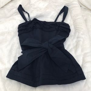 Peplum navy blue tank with bow
